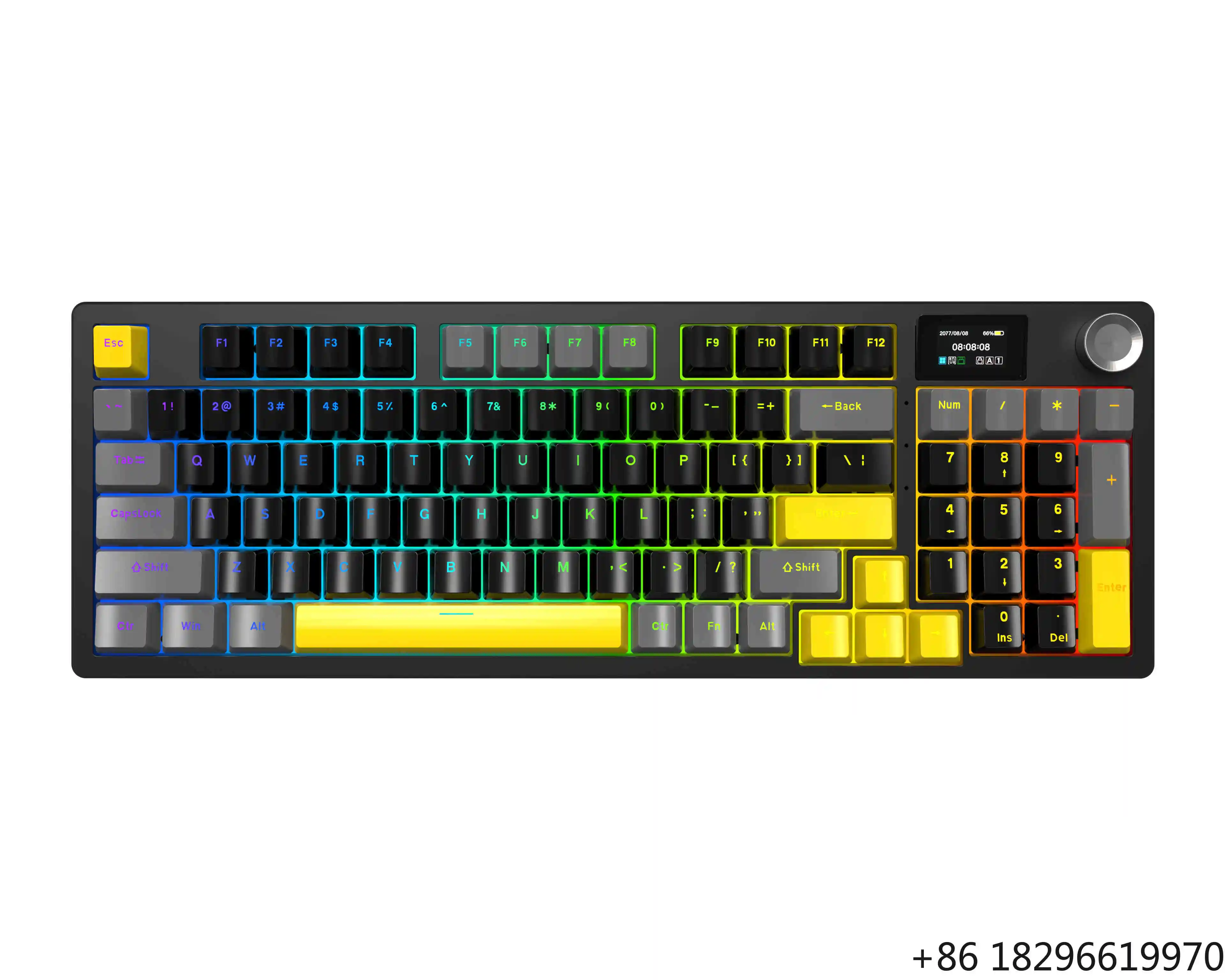 Wholesale New 97 Keys Three Mode Mechanical Keyboard with LCD Display Gaming Keyboard Wired Keyboard for Laptop Computer Desktop