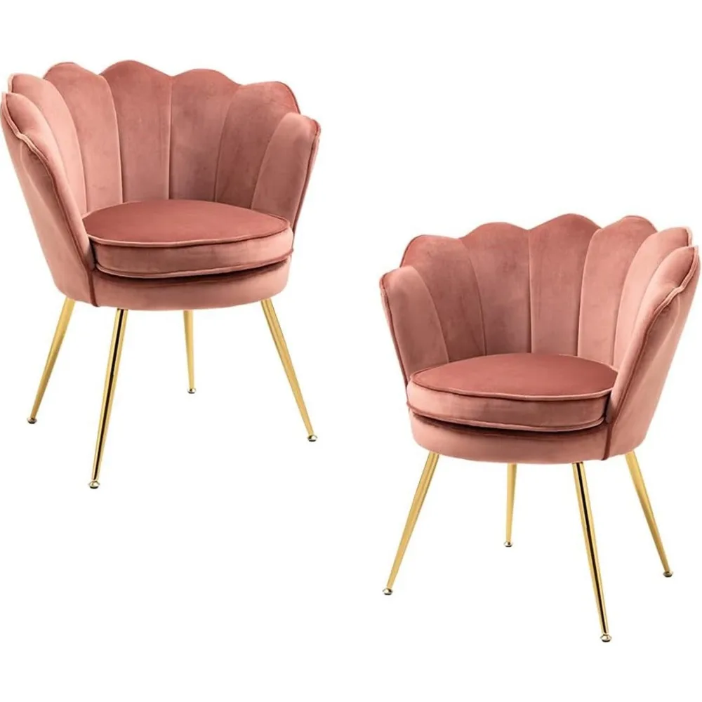 Роскошные бархатные стулья с акцентом, набор из 2 шт., золотые ножки, тафтинговый дизайн для гостиной, спальни, кухни, столовой, туалетного столика, платья