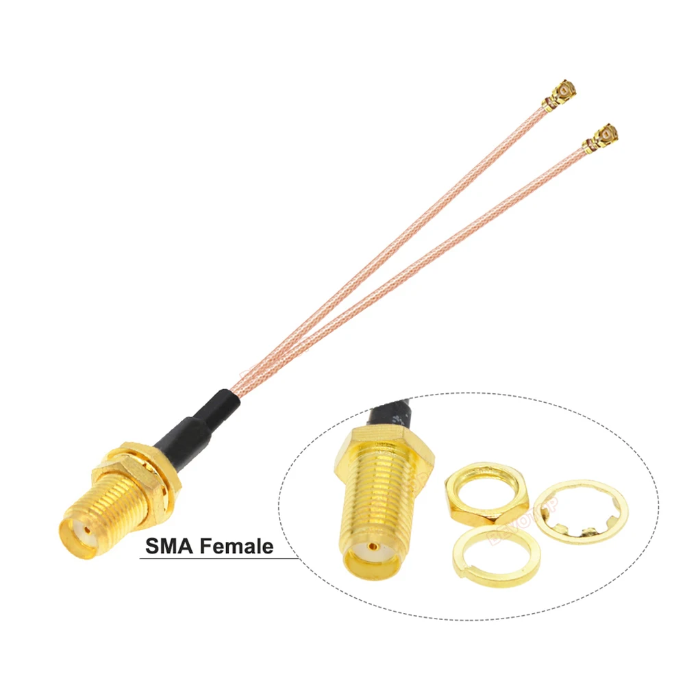 1PCS SMA to Ufl Splitter Cable RP-SMA / SMA Male to 2 x U.fl  1 Female Jack Y Type RG178 RF Coaxial Extension Jumper