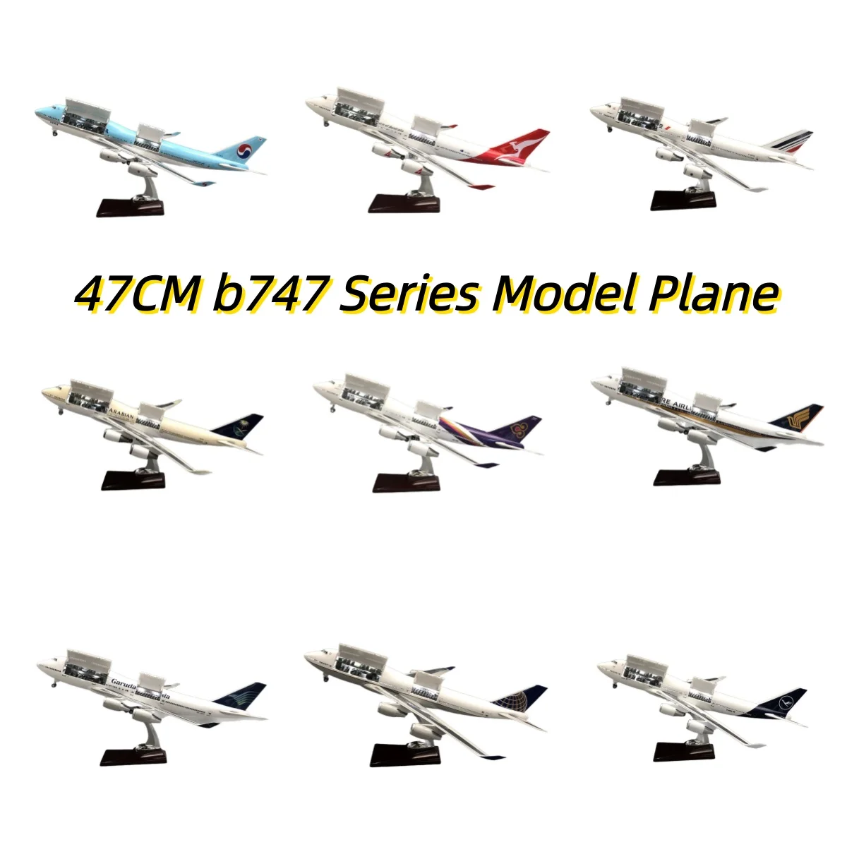 47CM  Airplanes Model 1/150 Scale Aircraft B747 Series Resin Plane Cabin Door Openable with Landing Gear Wheels Collection Gift