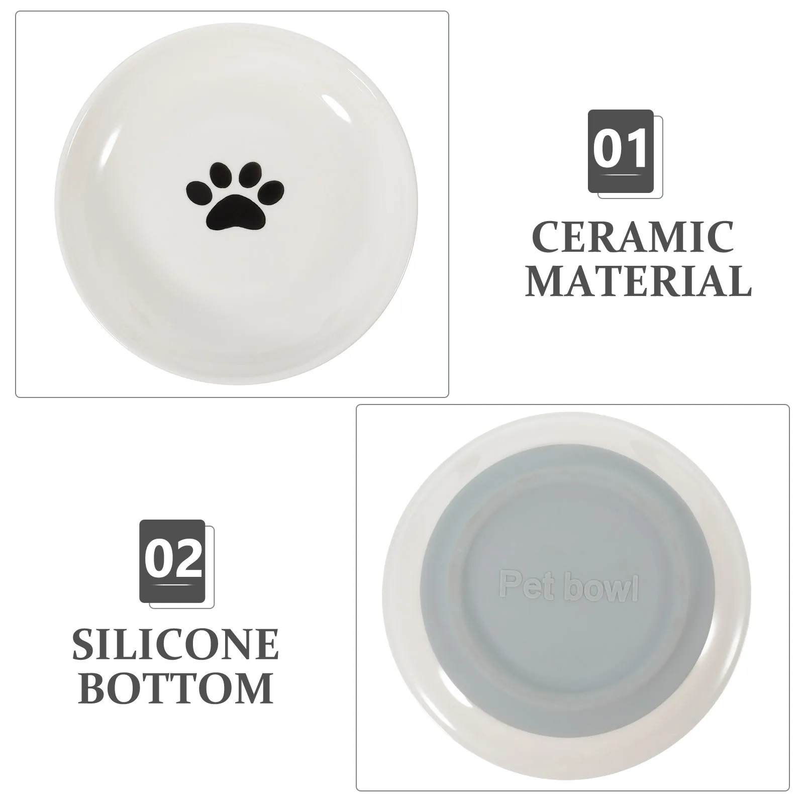 

3Pcs Cat Bowls Ceramic Shallow Wide Nonslip Silicone Bottom Food Dishes Plates for Cats Shallow Cat Bowl Pet Food Dish