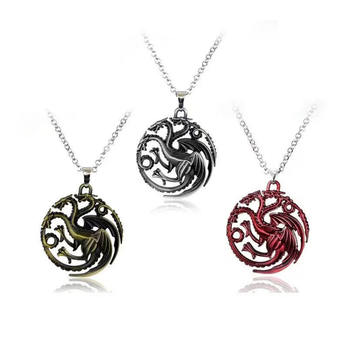 Fire and Blood House Targaryen Dragon Necklace A Song of Ice and Fire Metal Pendant Necklace for Women Men Fans Choker Jewelry