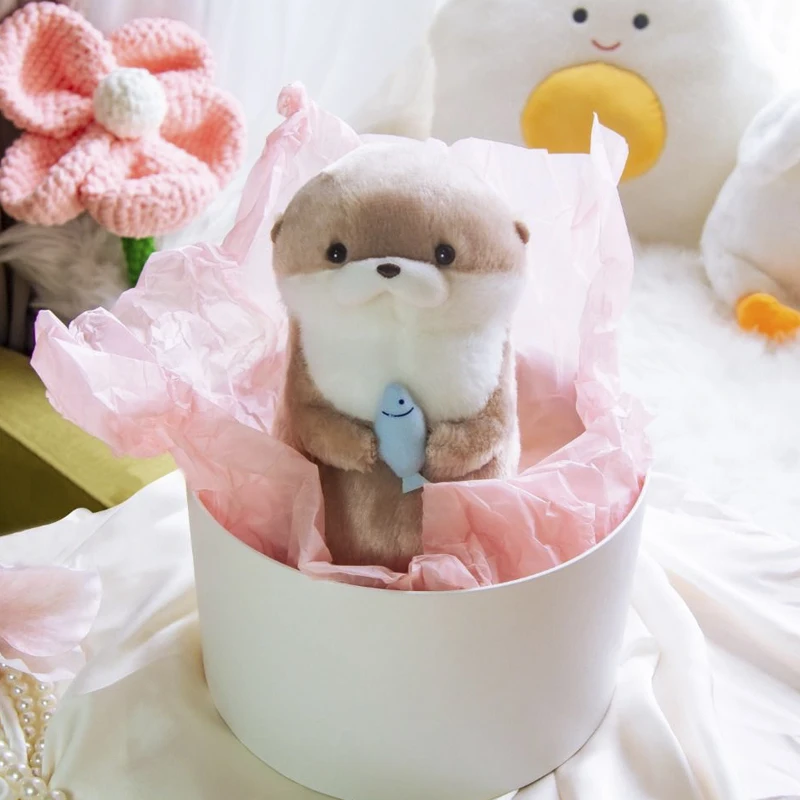 11cm Charming Otter Fish Plush Toys Keyrings Hanging Pendant Props for School Bag Key Wallet Doll Stuffed Toy Kid Birthday Gifts