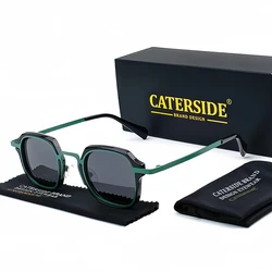 Caterside Punk Retro Polarized Sunglasses Men Mental Fashion Square Sun Glasses Women Outdoor Travel Driving Eyewear UV400