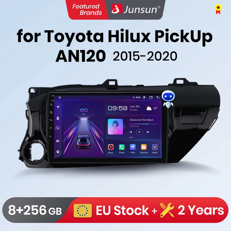 Junsun V1 Plus Car Radio wireless CarPlay Android Auto For Toyota Hilux PickUp AN120 2015 - 2020 No 2 din 2din DVD