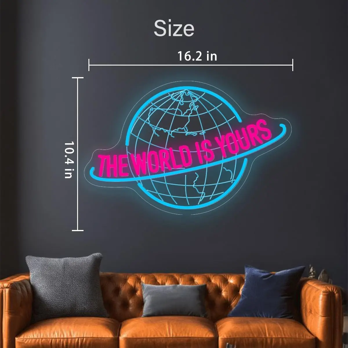The World Is Yours Neon Sign USB Planet LED Lights for Party Tiki Bar Gaming Room Bedroom Decoration Neon Personnalisé Gift - view 6