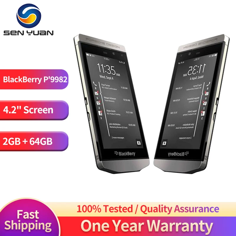 Original BlackBerry Porsche Design P'9982 Unlocked 4G LTE Moblie Phone 64GB 2GB RAM 12MP Camera P9982 New Cell Phone