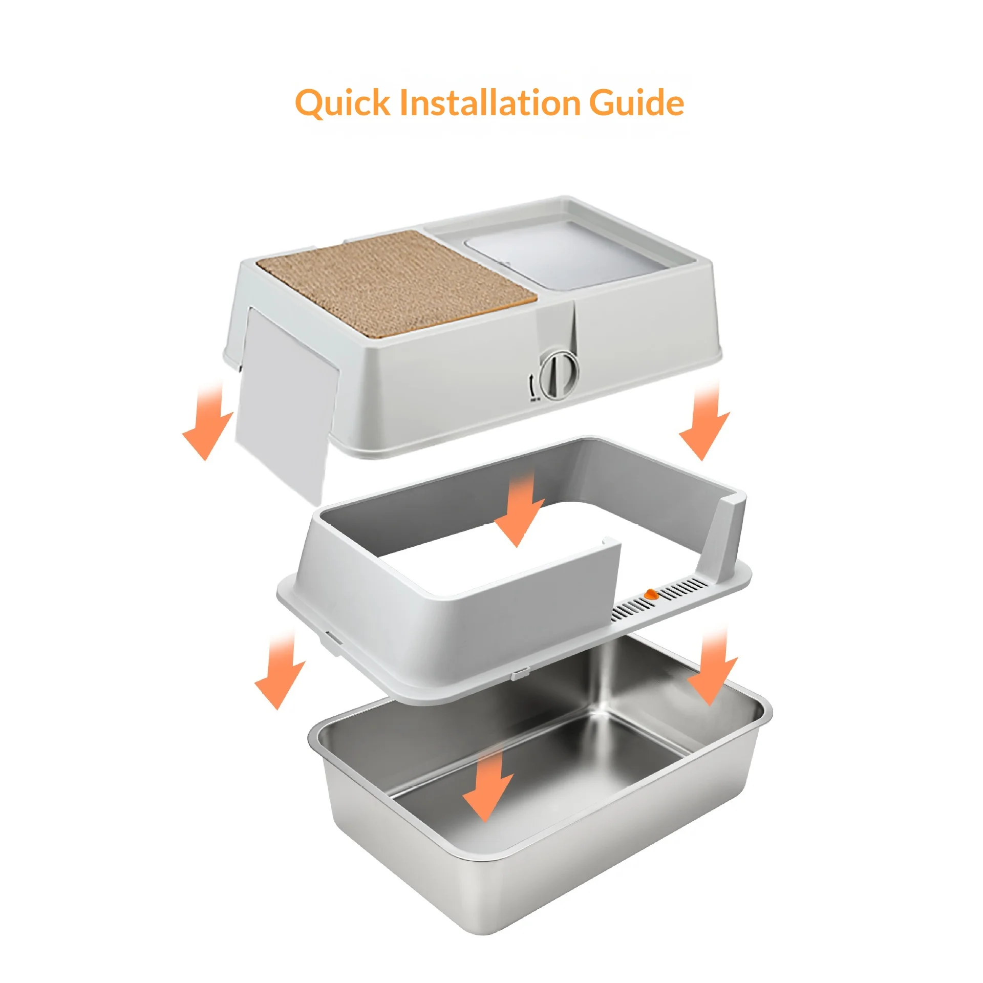 Caja de arena cerrada de acero inox antisalpicaduras para gatos - imagen 5