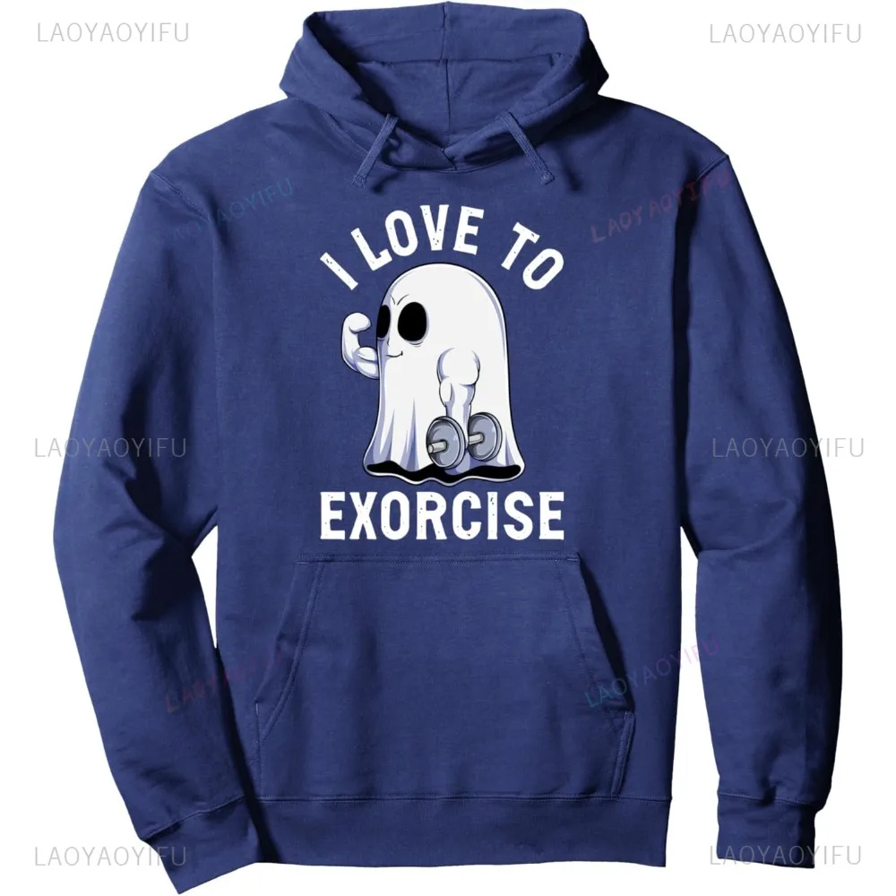 Halloween fantasma engraçado ginásio treino musculação humor assustador presente homem pulôver hip hop punk harajuku moda casual feminino hoodie