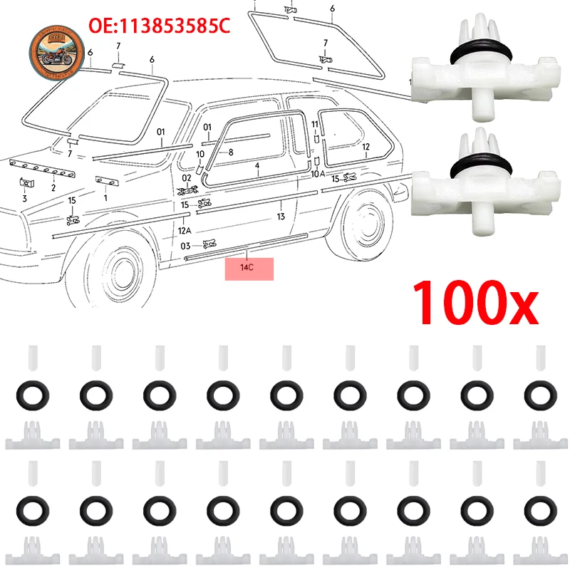 100x Door Trim Strip Bar Threshold Pressure Plate Fixing Clip For VW Golf Mk1 Jetta Mk1 Beetle For Audi 113853585C Fastener Clip