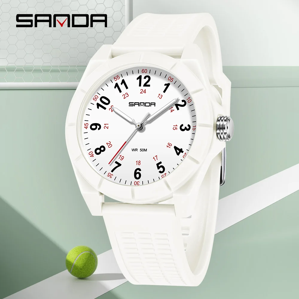 SANDA 6232 Design Soft Student Watch TPU Strap Depth Waterproof Quartz Movement Children Fashion Sports Wrist Watch 2025