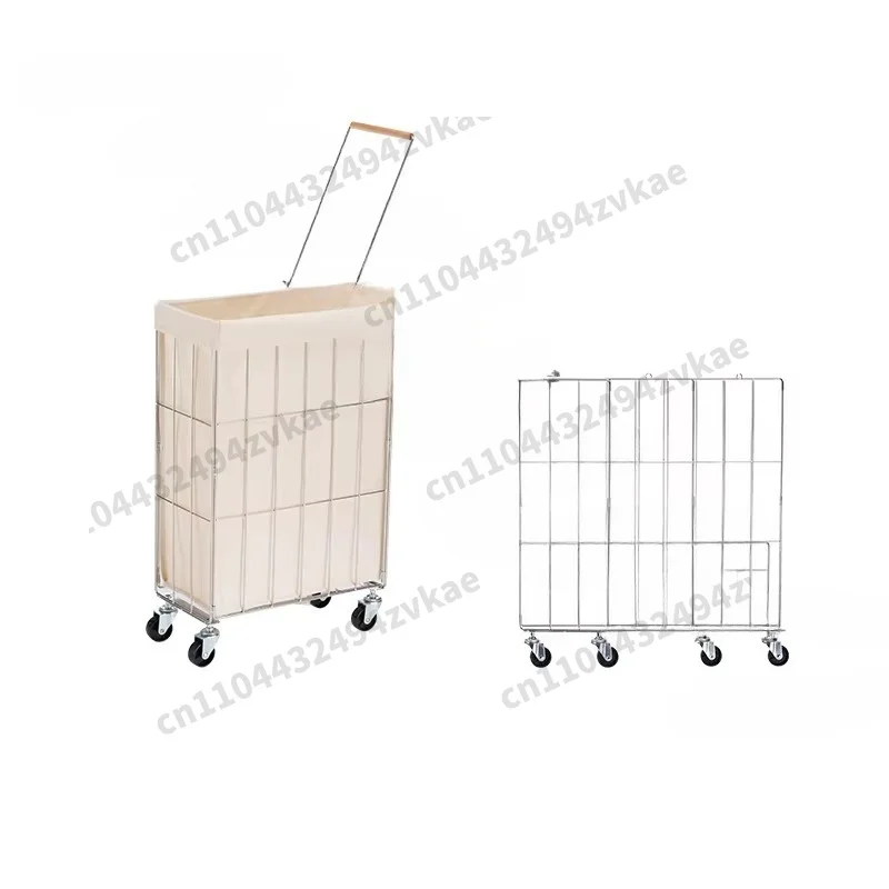 Foldable Stainless Steel Laundry Cart for Home Use Bathroom, Bedroom, Guest Room Dirty Clothes Storage Basket
