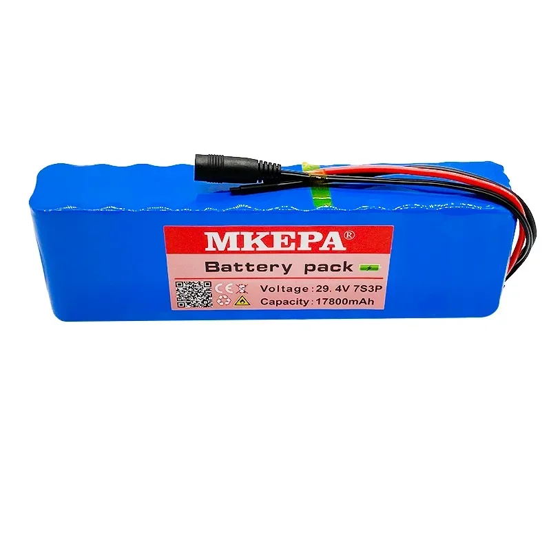 7S3P 29.4V 17.8Ah Li-ion Battery Pack with 20A Balanced BMS for Electric Bicycle Scooter Power Wheelchair +2A Charger