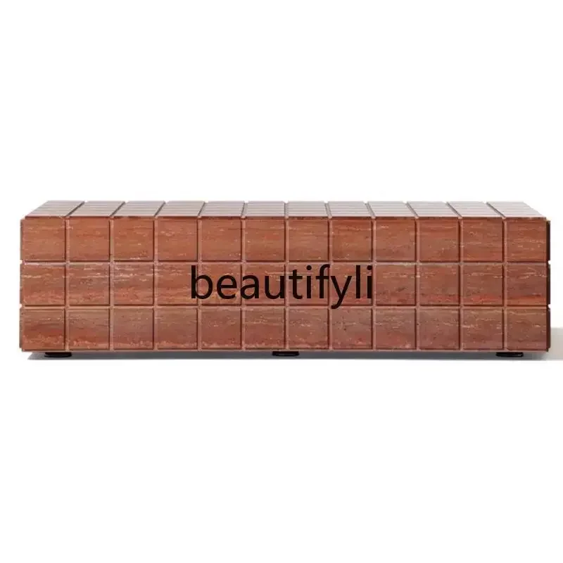 

A13 Журнальный столик из натурального мрамора, журнальный столик, элитный светильник для гостиной, роскошный простой столик с краями из пещерного камняQ