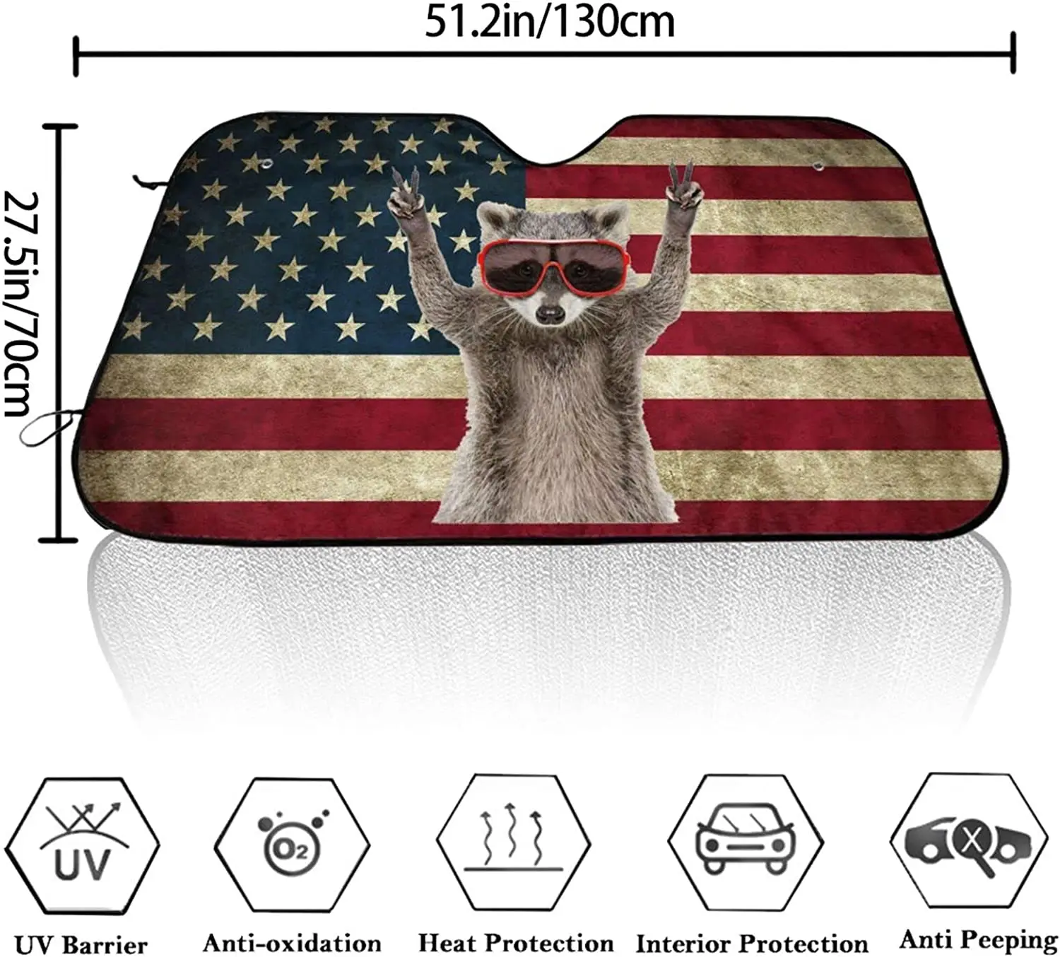 American Flag Dog Car Windshield Sunshade 27.5 X 51 Inch Front Auto Car Windshield Sun Shade Blocks Uv Rays Sun Visor Protector-