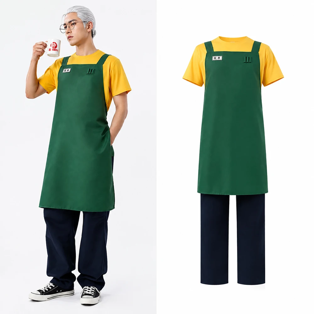 アニメ「サカモトデイズ」　佐古美太郎　コスプレ衣装　エプロンユニフォーム　男性用tシャツ　エプロン　パンツ　ハロウィン　カーニバルコスチューム