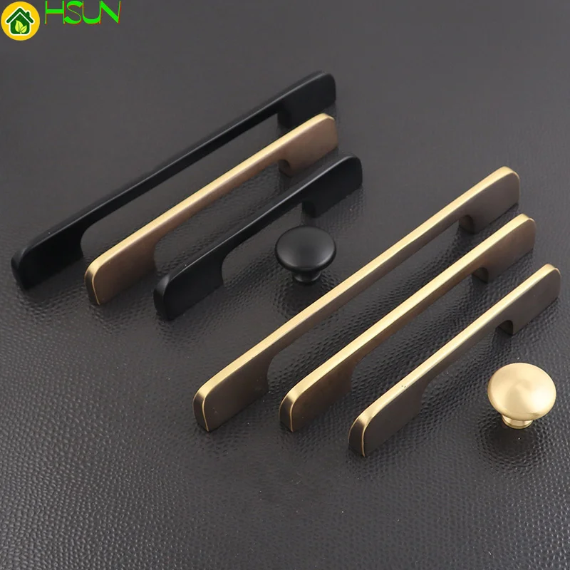 

1 PC 100% brass simple handles hole distance 96/128/160mm Kitchen Cabinet Drawer Furniture With Screw Furniture Hardwar