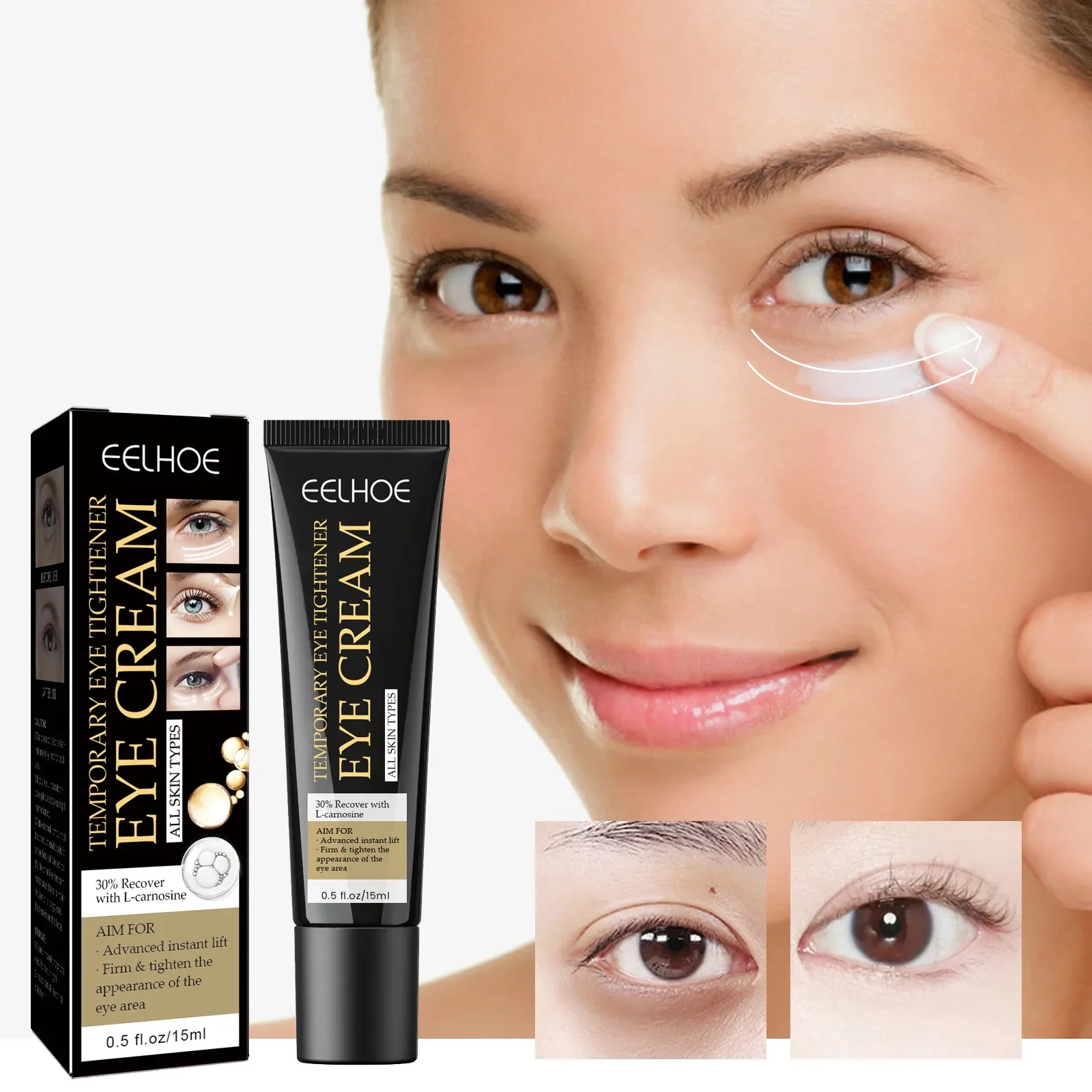 Eelhoe Instant Firming Eye Cream Moisture Replenishment Fade Wrinkles Eye Bags and Dark Circle Tighten Skin Around Eyes