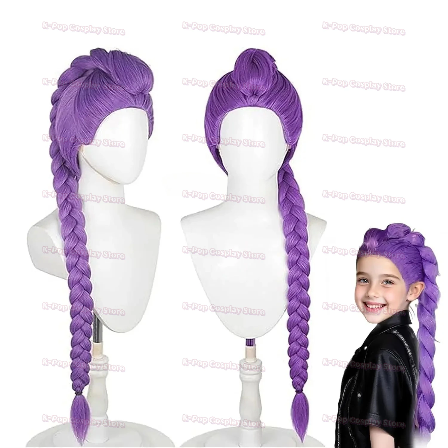 

New Women Men Demon Hunters Cosplay Wigs Anime Rumi Mira Zoey Costume Wigs Purple Braids Kids Accessories Prop rumi wig kids