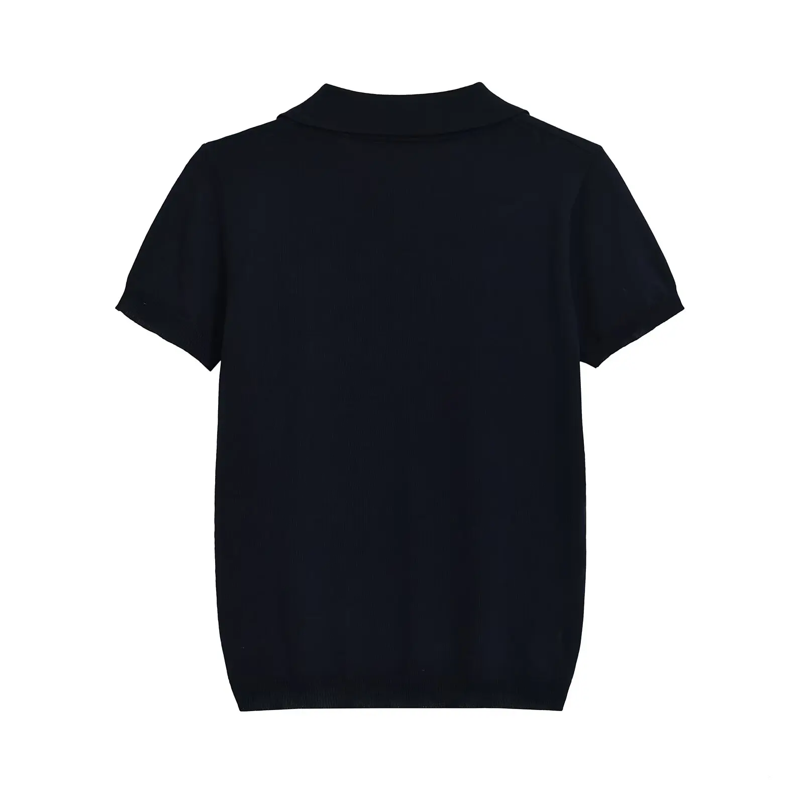 Jenny & Dave-Camiseta minimalista con cuello tipo Polo, pantalón corto informal, camiseta de manga a la moda para mujer, camiseta de verano de Color azul marino para mujer