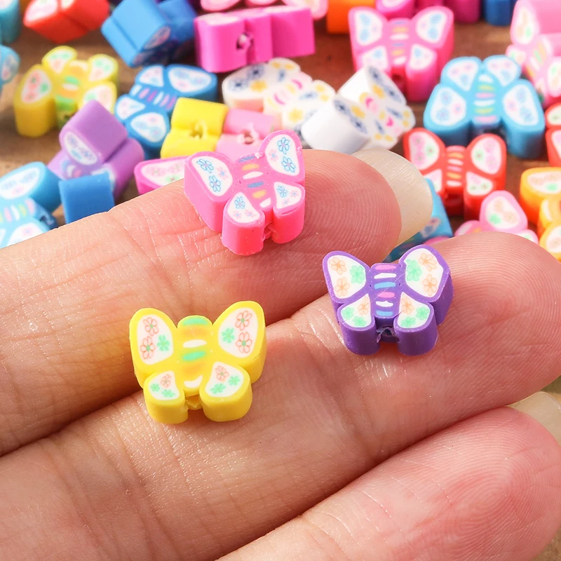 50 Stück Gemischte Blumen-, Frucht- und Tier-Polymer-Clay-Perlen, lose Abstandhalterperlen für Schmuckherstellung, DIY Armband- und Halsketten-Zubehör – Detail 7