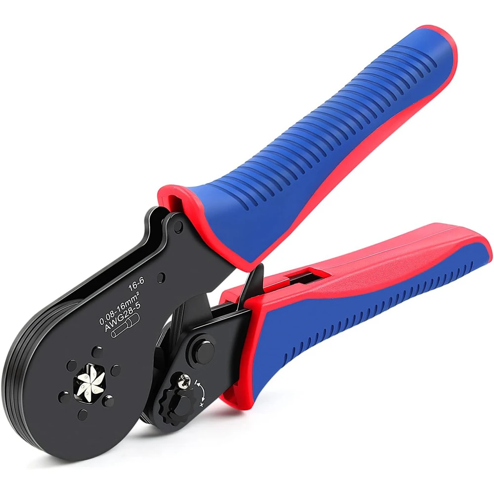أداة تجعيد الطويق السداسية، أداة تجعيد 16-6 حلقات ومكشكش سلكي سداسي لأكمام نهاية الكابل 28-5 AWG/0.08-16mm2