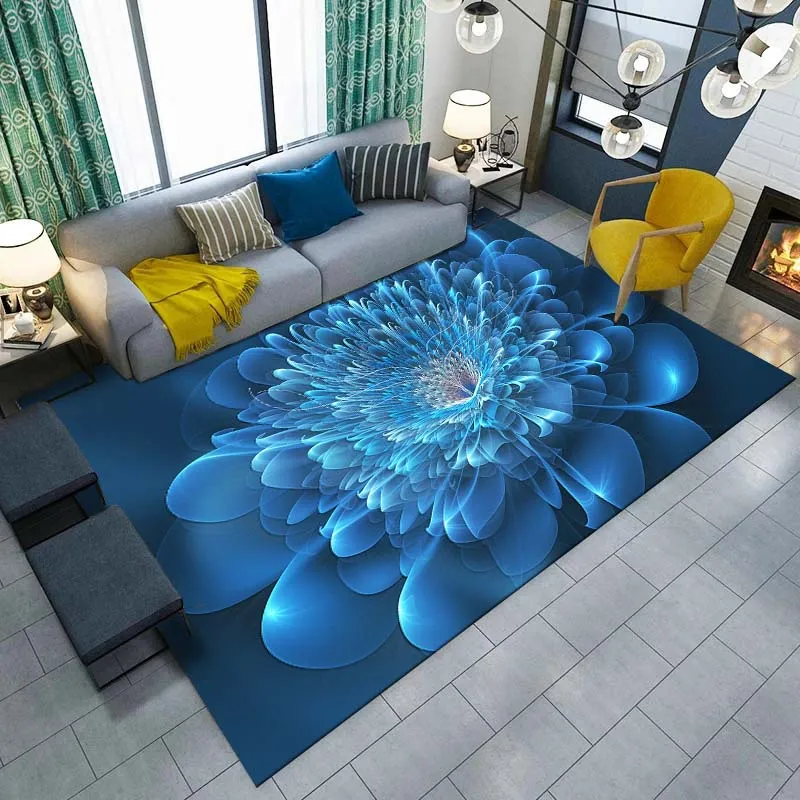 3D Fractal Flower Carpet for Living Room Home Decorations Sofa Table Large Area Rugs Bedroom Non-slip Floor Mat Lounge Doormat