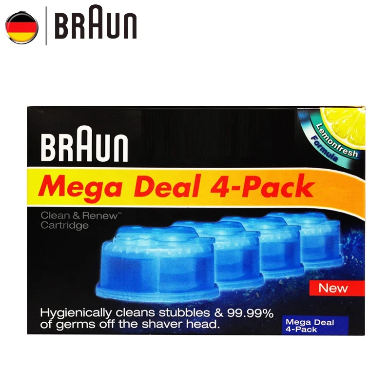 Braun Clean & Renew Cartridge for Bruan Electric Shaver with Automatic Cleaning Center Cleans Stubble & Germ off the Shaver Head