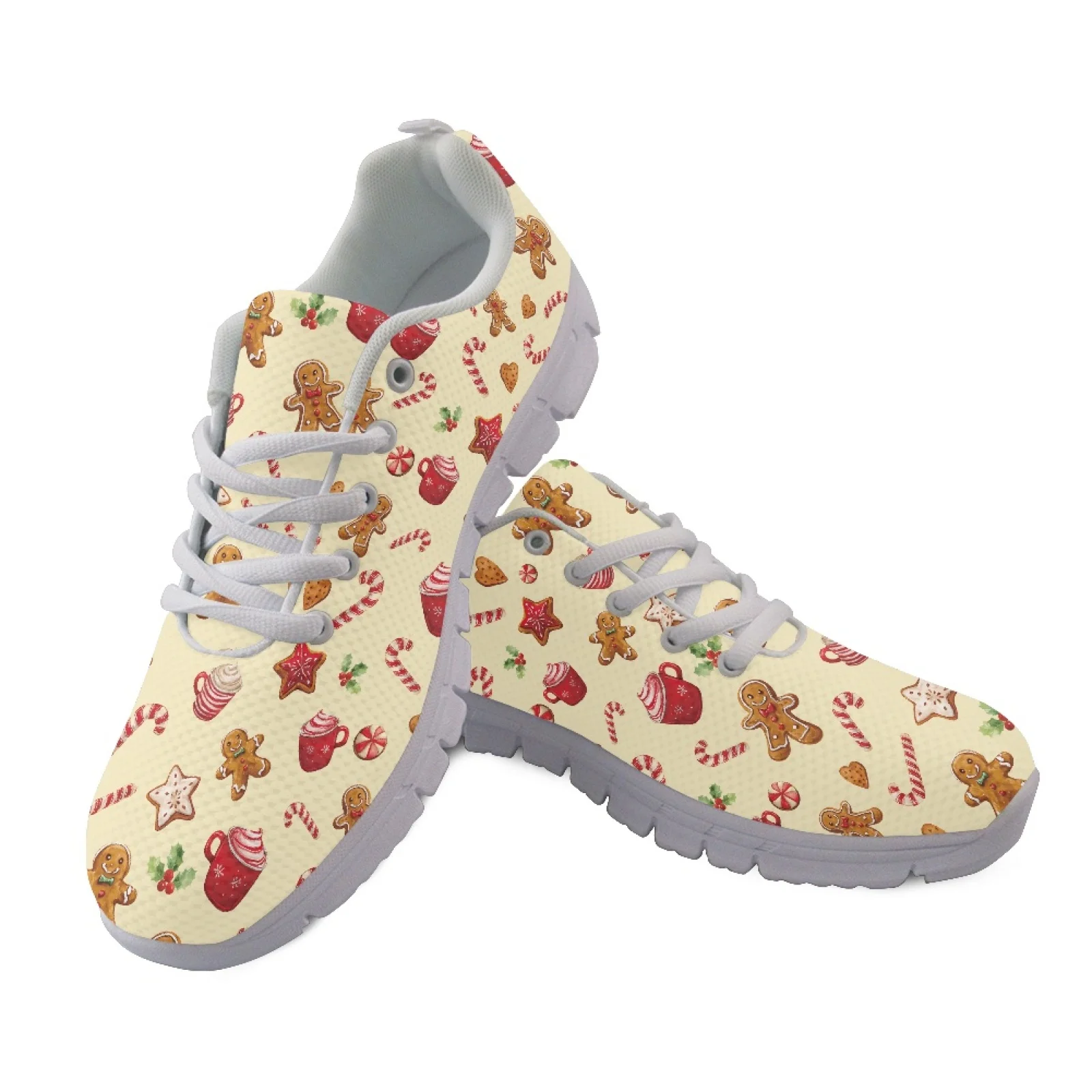 Coloranimal Christmas Walking Sneakers with Snowflake Pattern, Mesh EVA Sole Athletic Trainers for Men Women Casual Walking