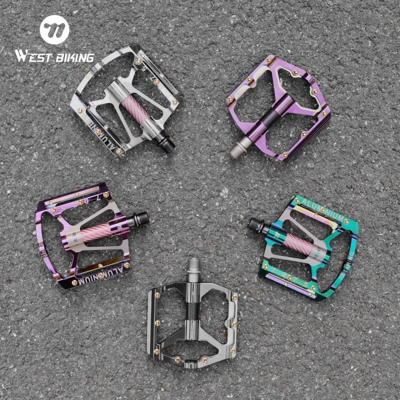 

WEST BIKING Bike Pedal 3 Bearing Electroplated Aluminum Alloy Pedals MTB Road Widen Anti-slip Bicycle Pedals Bike Accessories