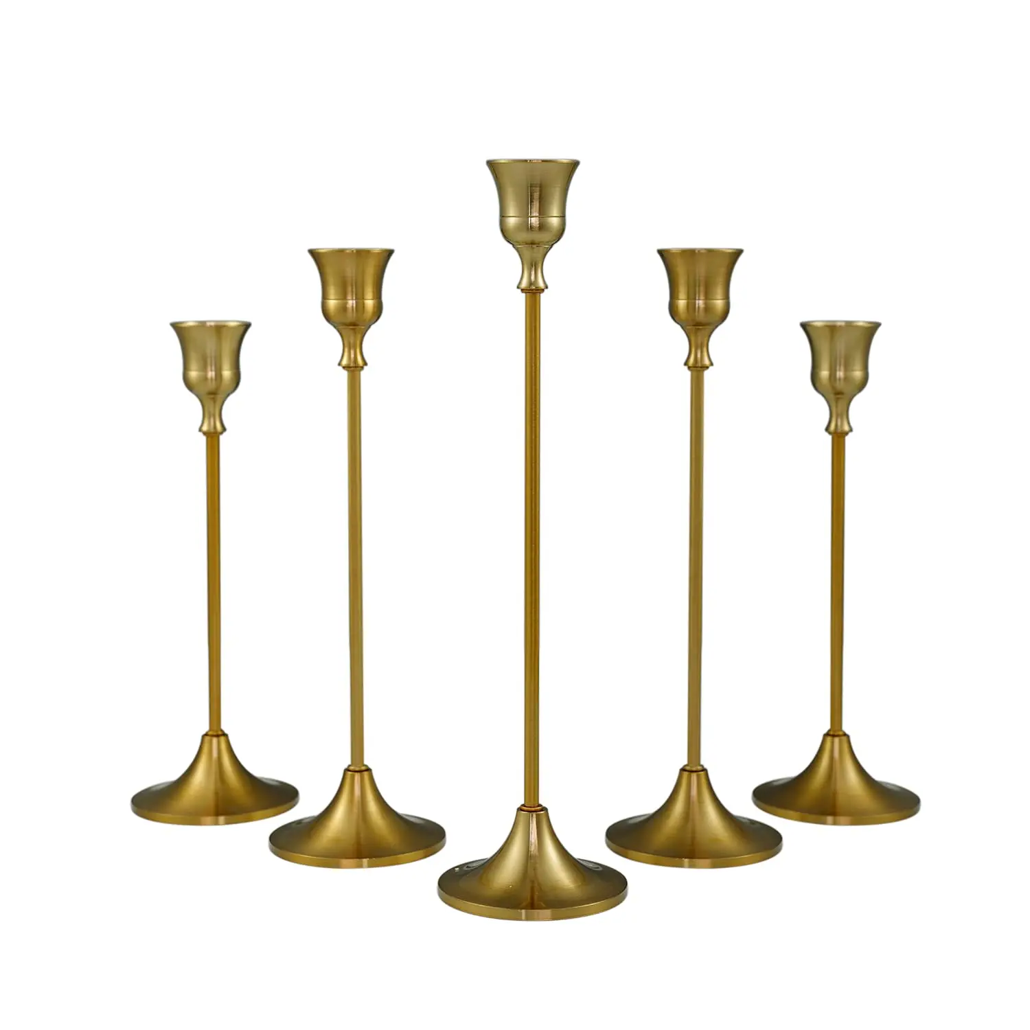 5pcs Taper Candle Holders Brass Gold Candlestick Holders for Mantel, Vintage Decorative Candlestick Holders for Easter Dining Ta