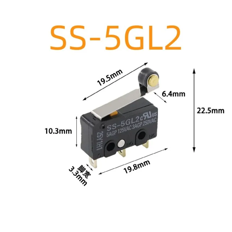 Microinterruptor táctil SS-5, SS-5GL, SS-5GL2, DC5V, 160mA, 3 pines, IP40, SS-5GL13 de viaje