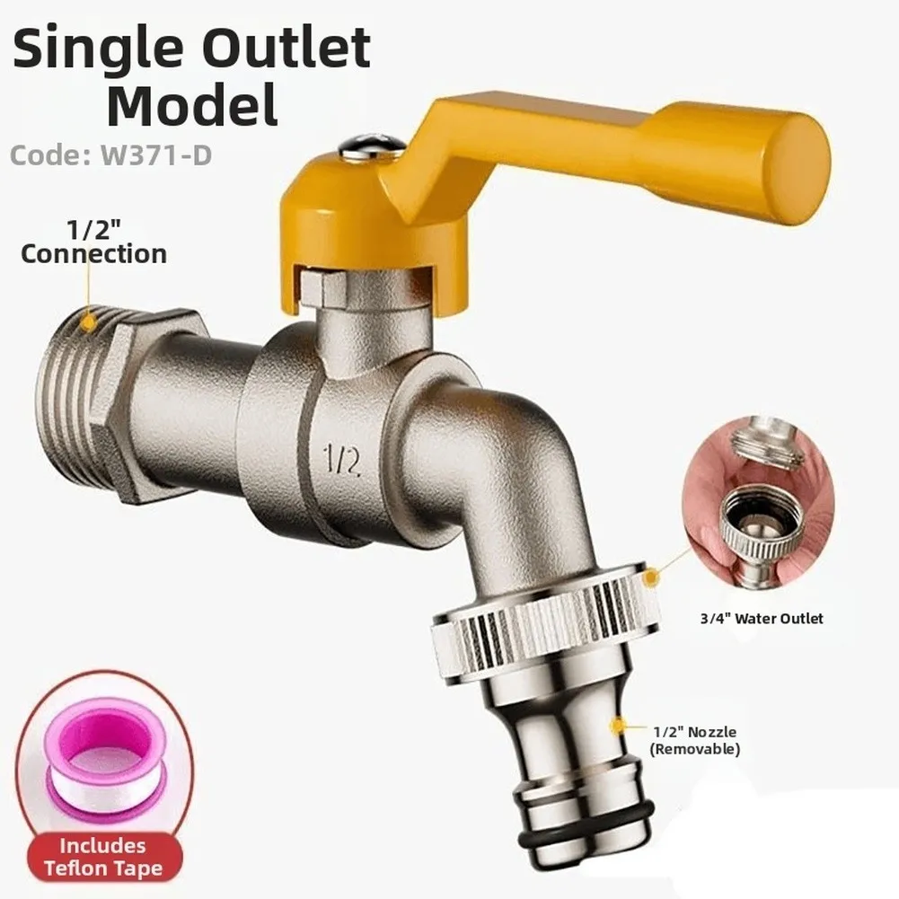 Brass Outdoor Faucet Freeze Proof Outdoor Spigot Hose Connector-Heavy-Duty For Watering Washing Machine Hardware Accessories