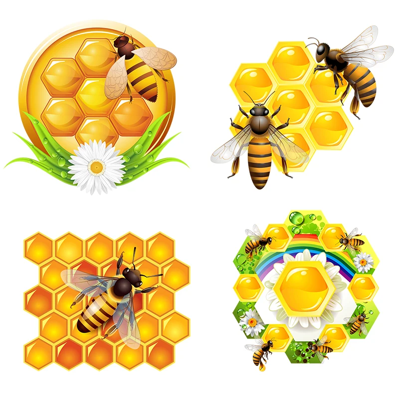 T325# Honey Bee Honeycomb Wall Sticker Bathroom Toilet Decor Living Room Cabinet Refrigerator Home Decoration Decals