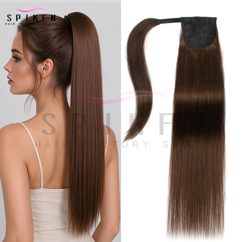 Straight Ponytail Human Hair, Wrap Around Ponytail Extensions, Remy Human Hair Clip in Ponytail Hair Extensions