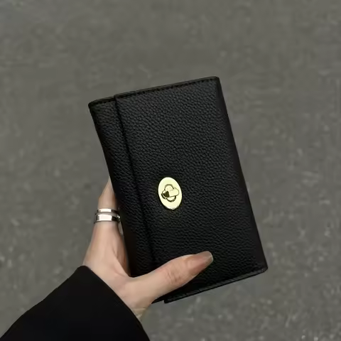 Exquisite Black Women's Wallet - Cool Style Compact Card Holder Wallet, Multiple Card Slots and Short Wallets