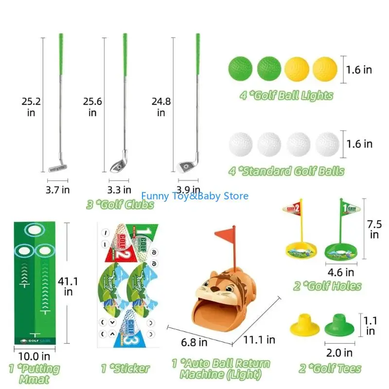 مجموعة جولف للأطفال مع حقيبة محمولة قابلة للسحب للعبة رياضية داخلية وخارجية لتطوير مهارات التنسيق C90B