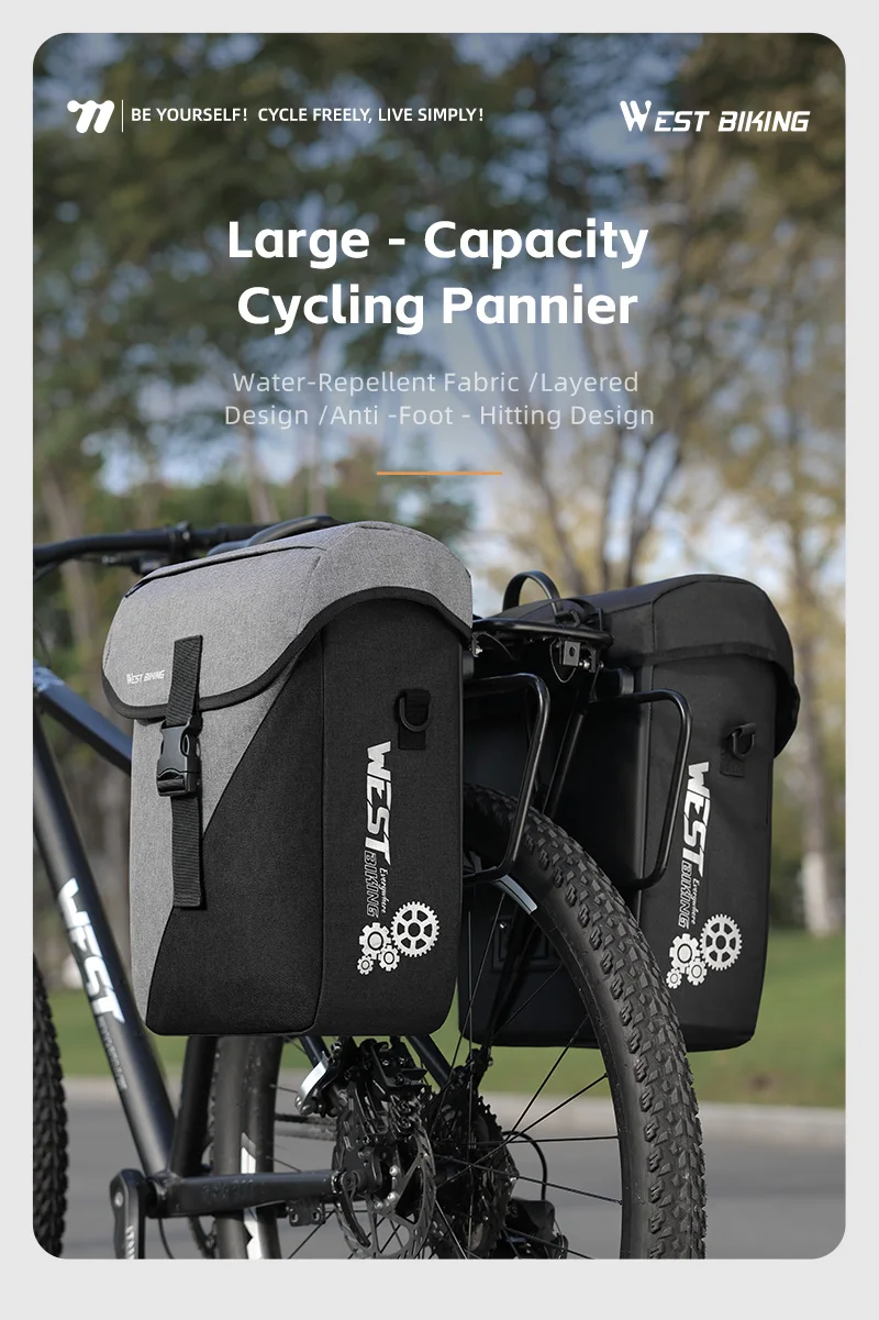 WEST BIKING 16L Wasserdichte Fahrrad-Gepäckträgertasche Große Kapazität Fahrrad-Gepäckträger-Tasche mit Schnellverschluss-Clips für Rennräder – Detail 1