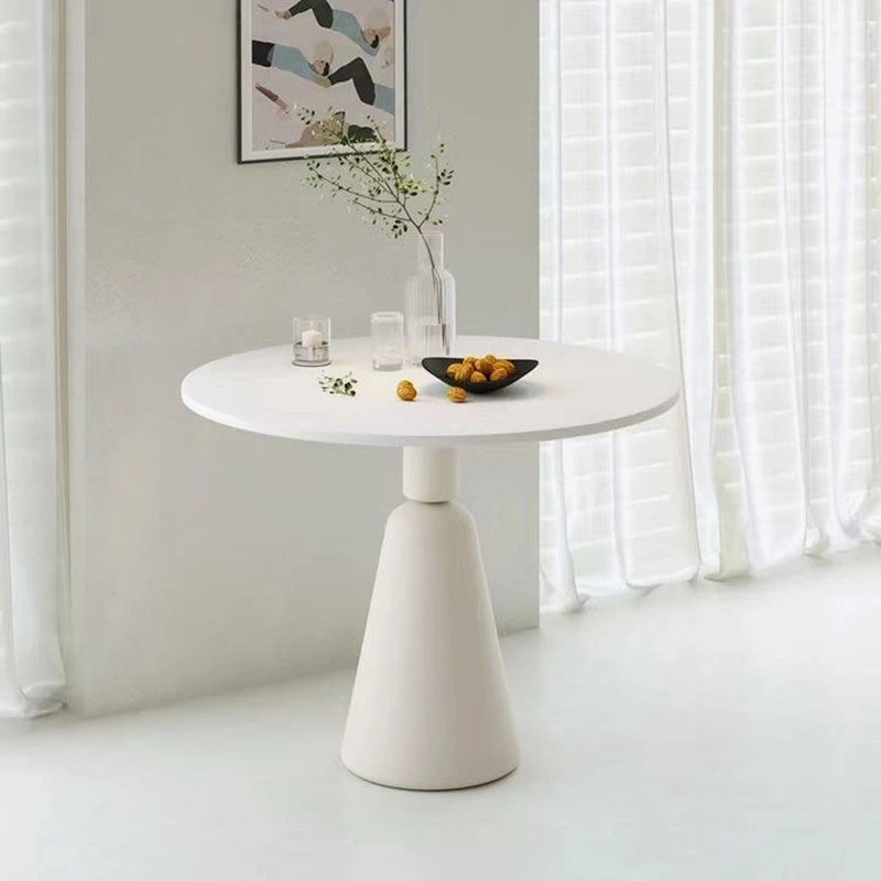 Cream wind French round table dining table Small apartment household rock slab table and chair combination Light luxury receptio