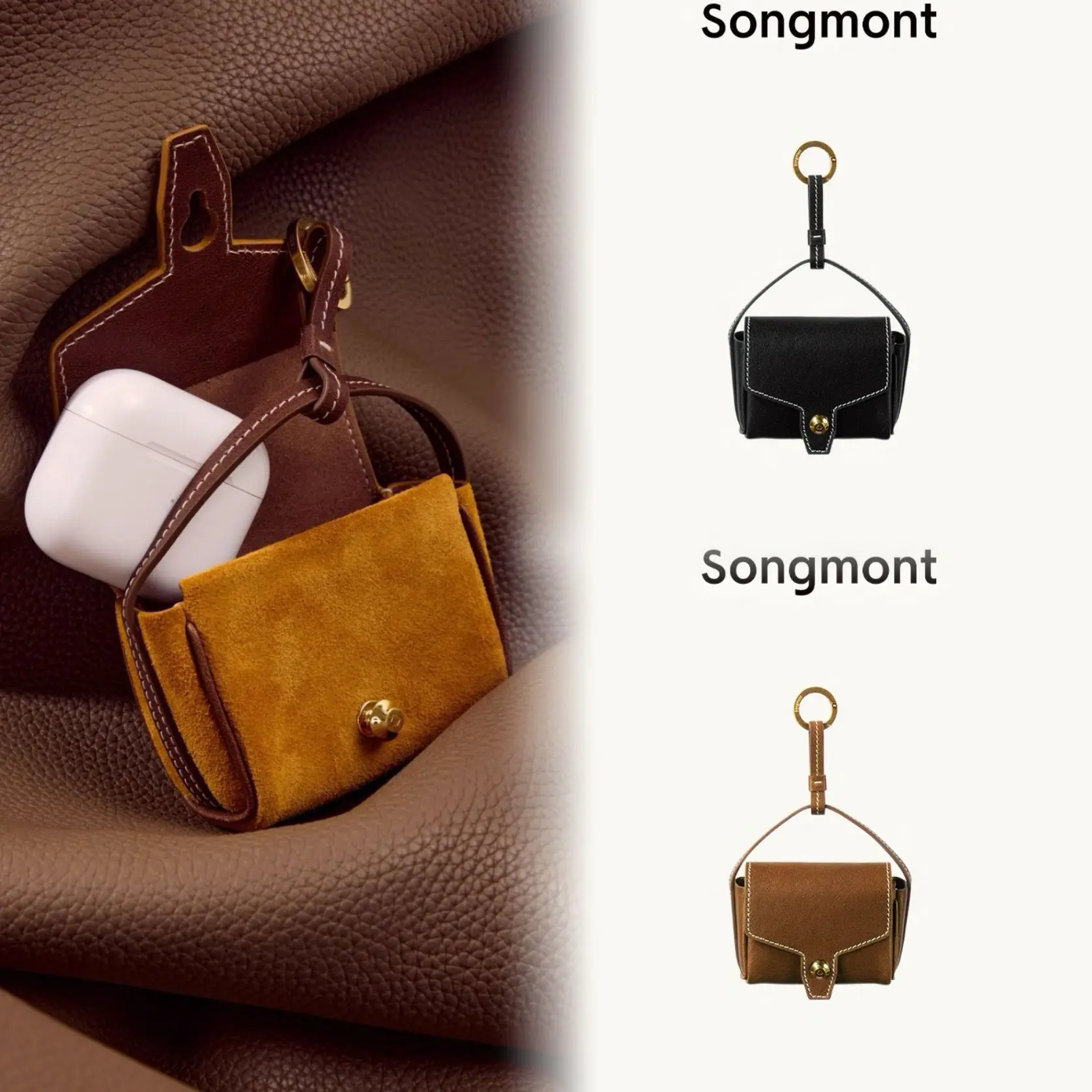 

Мини-сумка через плечо Songmont | Дизайнерский кожаный чехол для наушников и кошелек с подвеской