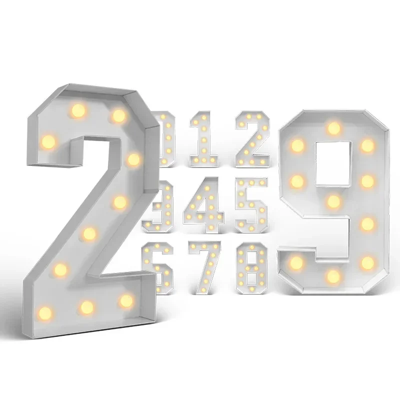 

70-120cm LED Light Giant Figure Numbers Large Cardboard Giant Foam Mosaic Numbers For Birthday Wedding Party Decor