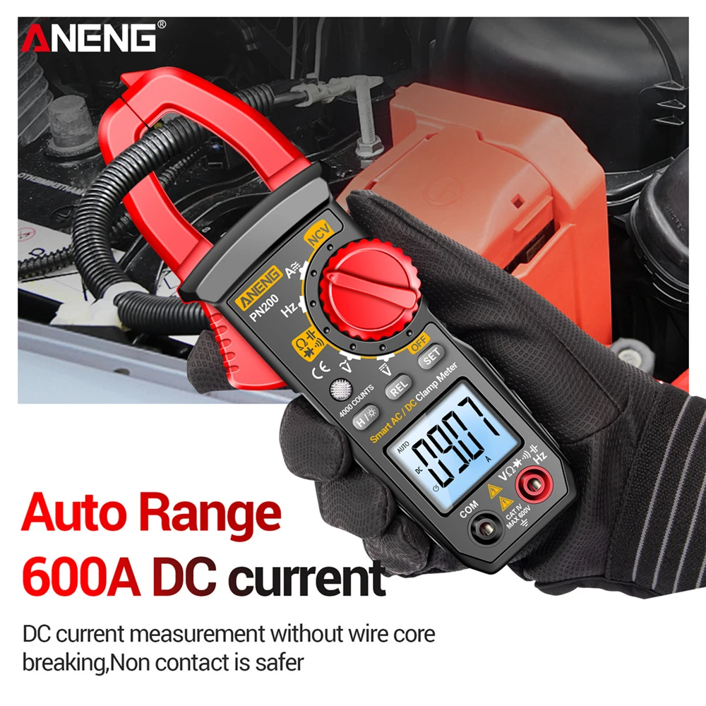 ANENG Digital Clamp Meter Multimeter 4000 Counts DC/AC 600A Current  PN200 Ammeter Voltage Tester Hz Capacitance NCV Ohm Test