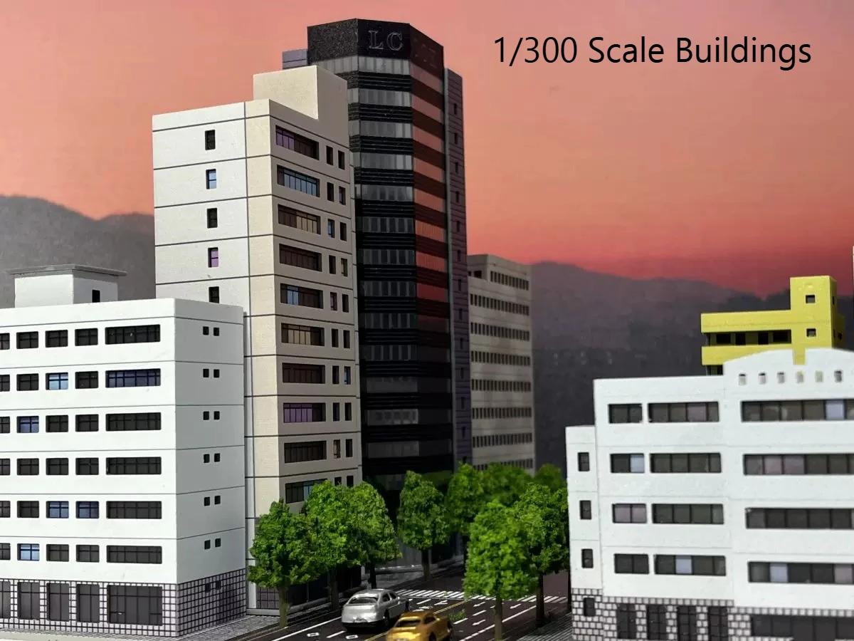 Diorama 1:300 Scale Building Model DIY City Street High-rise Building Railway Scene Model  Architectural Model