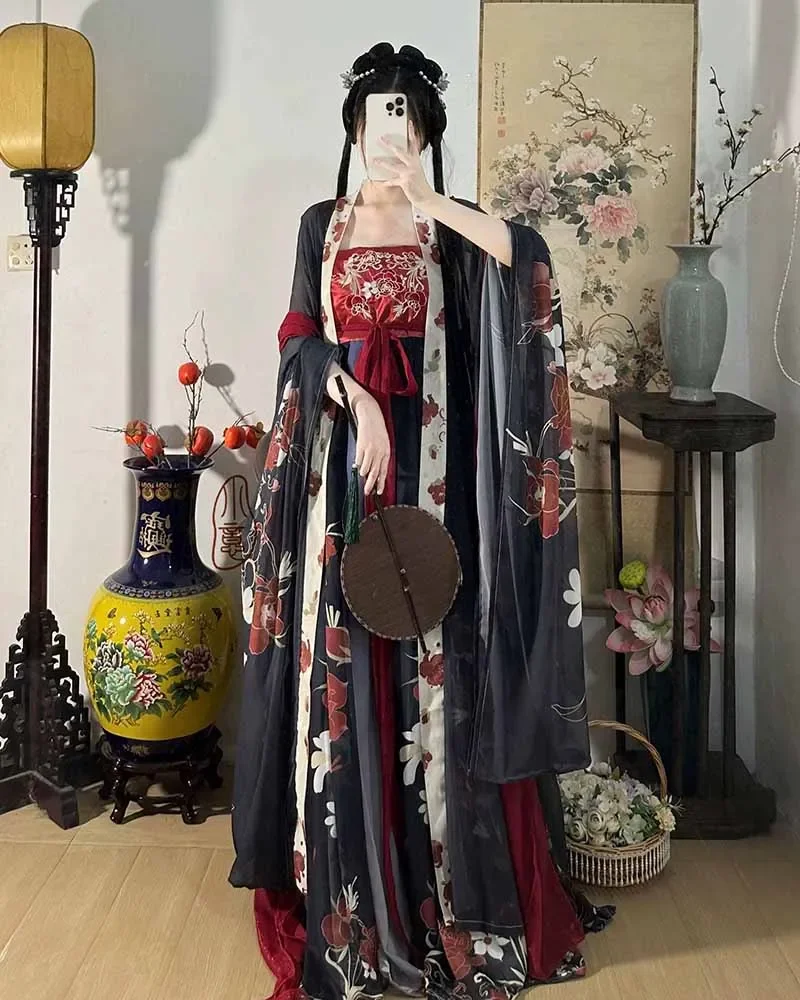 

Large Size 4XL Chinese Hanfu Dress Women Cosplay Costume Ancient Tang Dynasty Red Beige Hanfu Costume 2025