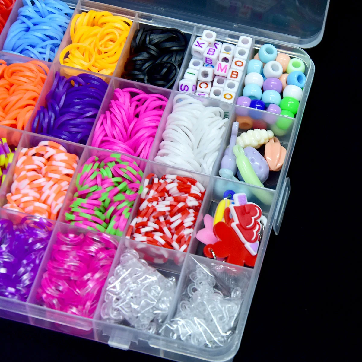 Conjunto de faixas de tear coloridas criativas, kit de fabricação de pulseiras de arco-íris, pulseira de borracha diy, brinquedos artesanais para meninas, presentes de aniversário