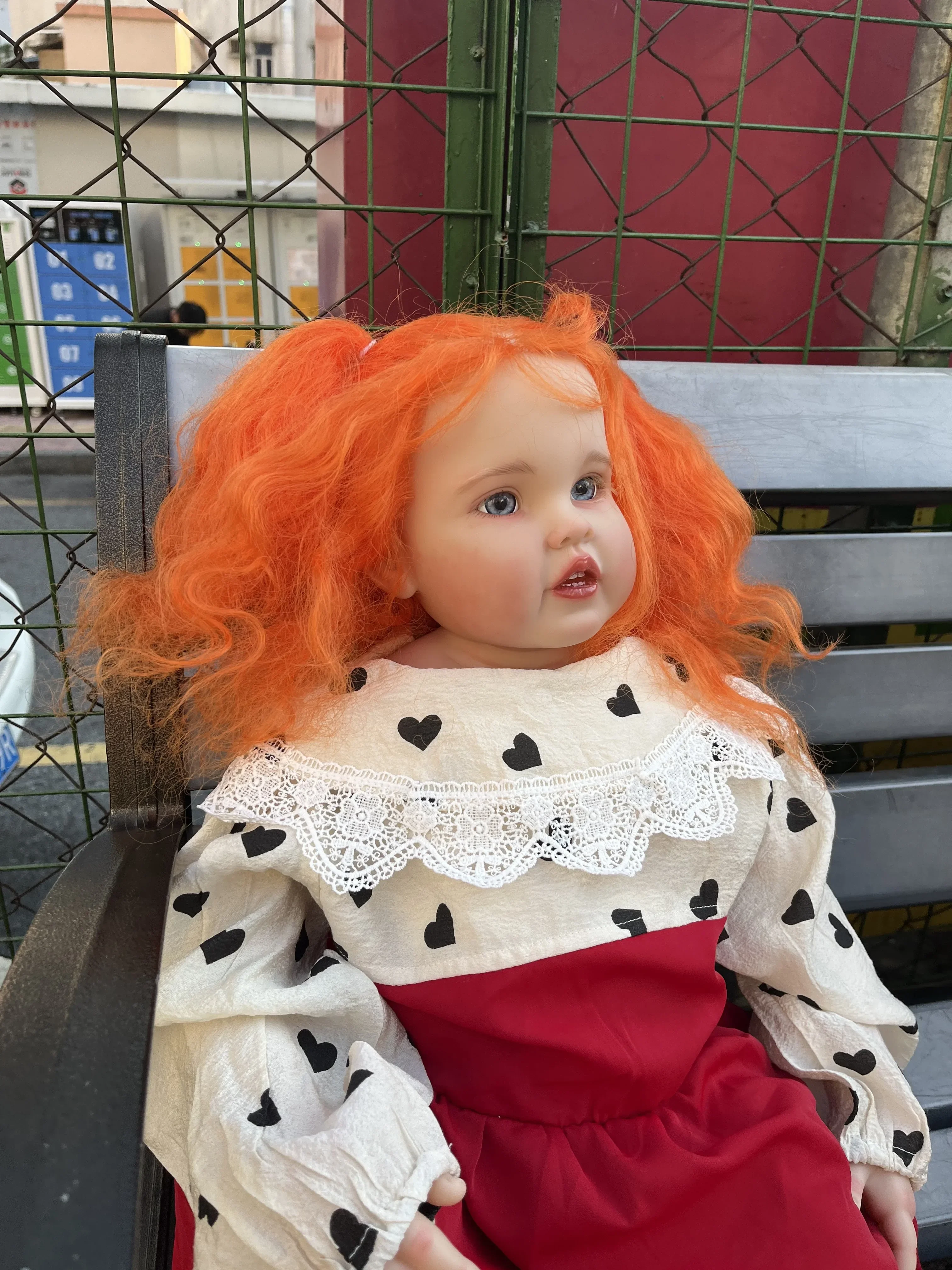 DLS Offerta esclusiva personalizzata Bambola Reborn da 29 pollici con fossetta Foto reali con capelli arancioni Bambola già finita Regalo di Natale