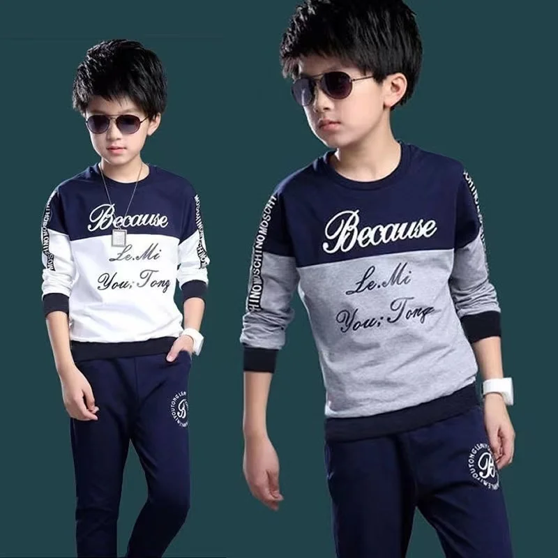 2024 New Boys Clothes Sport Suit Casual Sets Autumn Letter Children Winter Kids Tracksuit Spring + pants 5 6 7 8 9 10 11 12 year