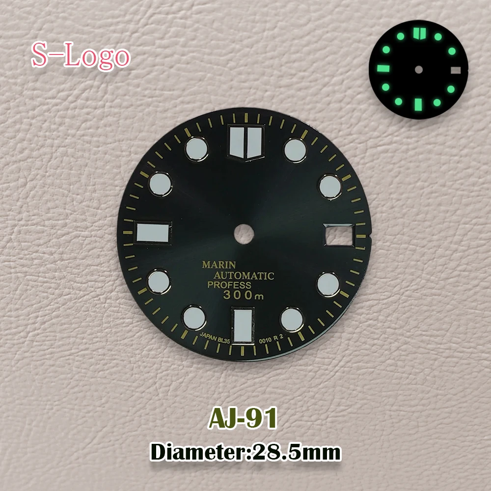 28.5mm S Logo NH35 Watch Dial Modification Parts With Sun Pattern Dial And Bright Accessories Suitable For NH35 Movement Repair