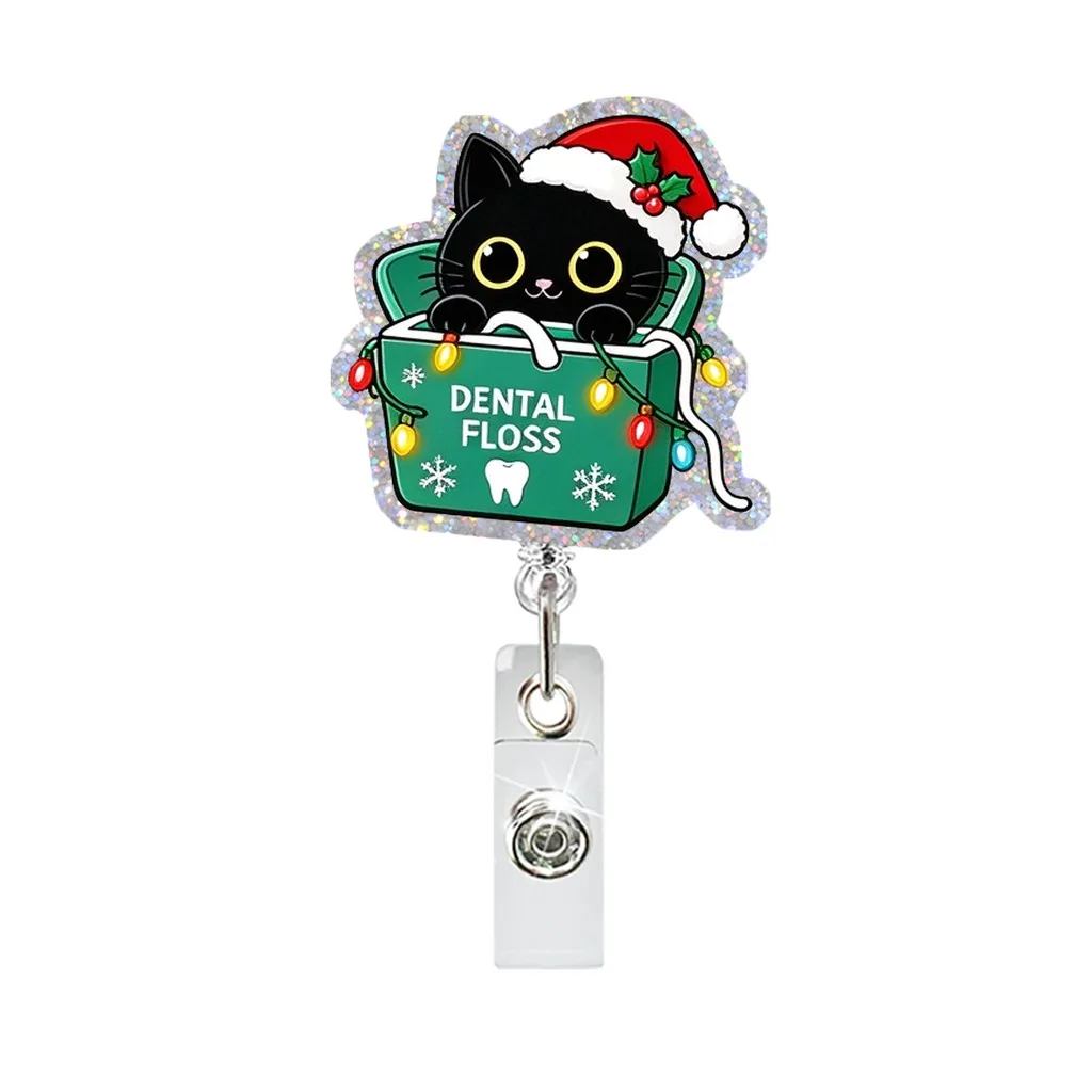 Christmas Black Badge Reel Black Retractable Badge Reel  Badge Reel Retractable For Nurses Hospitals  Clinic
