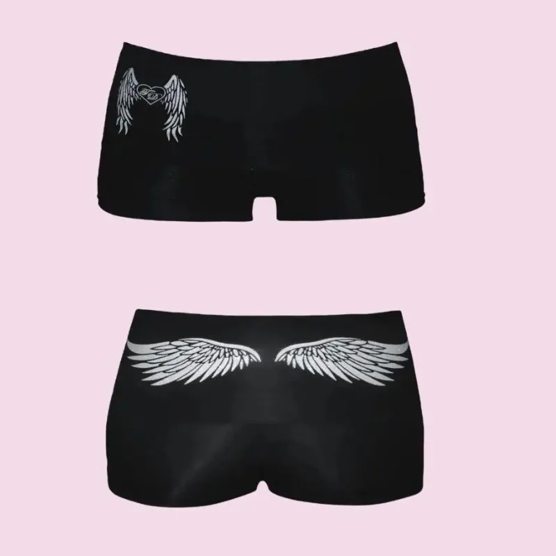 Y2K Retro Millennium 2000s Top Women's Patterned Printed Shorts Folding Vintage Shorts Stretch Slim Pants Fashion Streetwear Emo